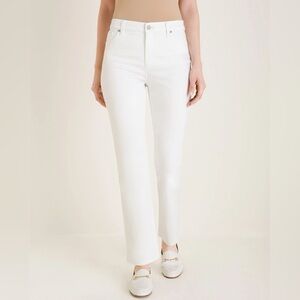 Like-New Chico’s “So Lifting So Slimming” Straight Leg Buttery White Jeans